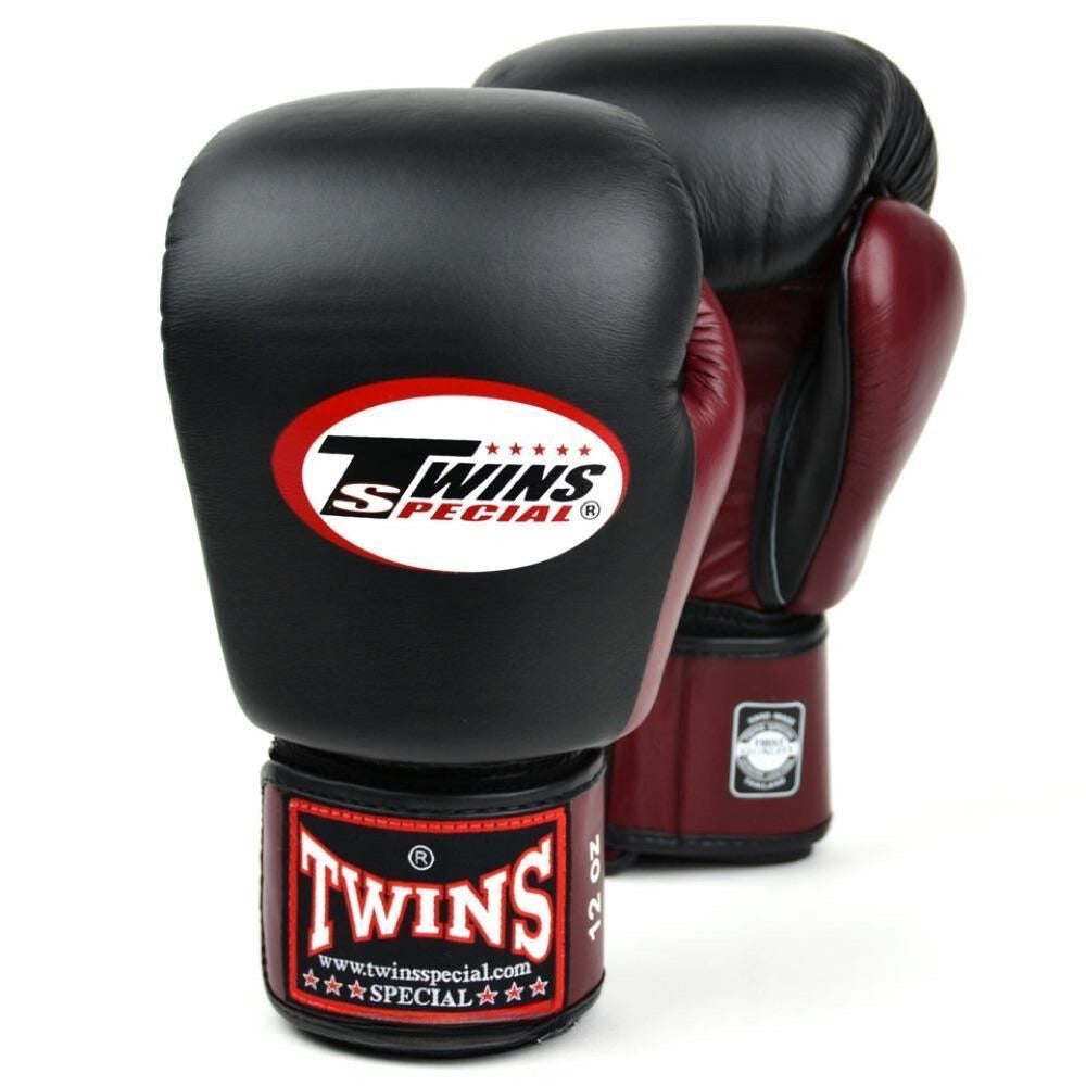 Twins 2 Tone Boxing Gloves - Black/Maroon-Twins