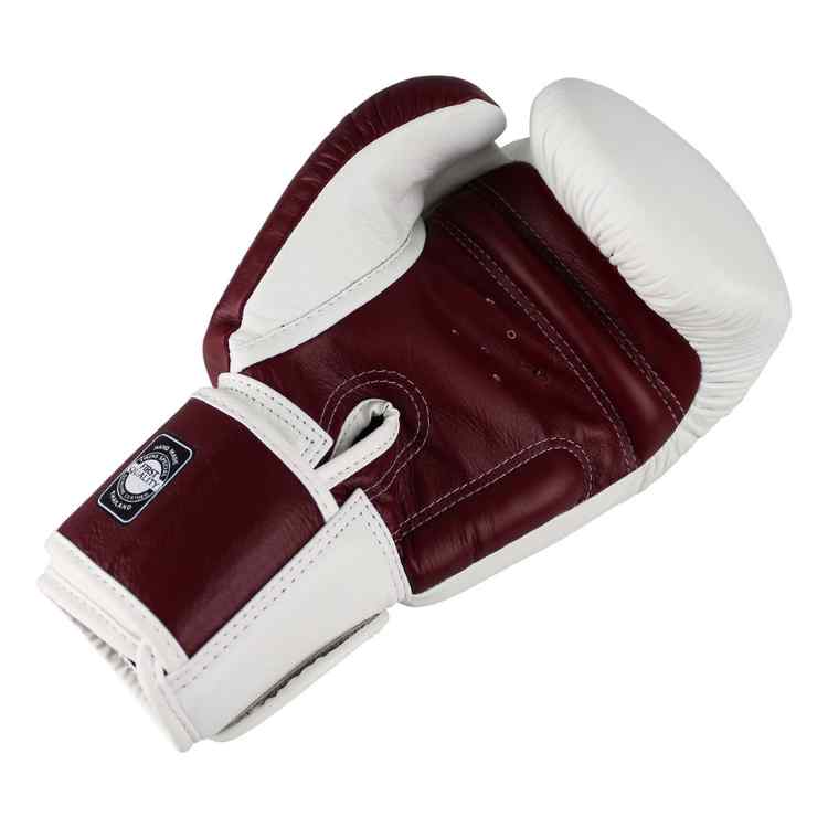 Twins 2 Tone Boxing Gloves - White/Maroon-FEUK