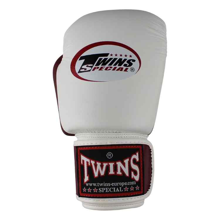 Twins 2 Tone Boxing Gloves - White/Maroon-FEUK