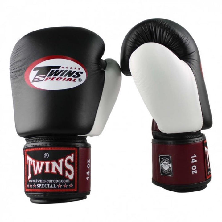 Twins 3 Tone Boxing Gloves - Black/Maroon/White-FEUK