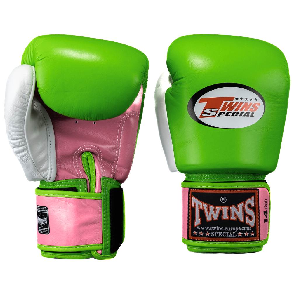 Twins 3 Tone Boxing Gloves - Green/Pink/White-Twins