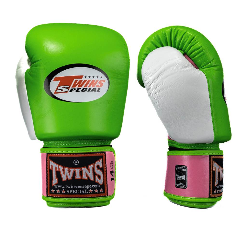 Twins 3 Tone Boxing Gloves - Green/Pink/White-Twins