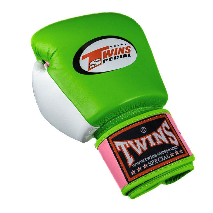 Twins 3 Tone Boxing Gloves - Green/Pink/White-Twins