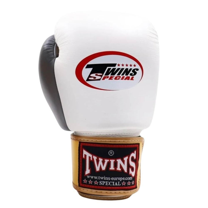 Twins 3 Tone Boxing Gloves - White/Gold/Grey-Twins