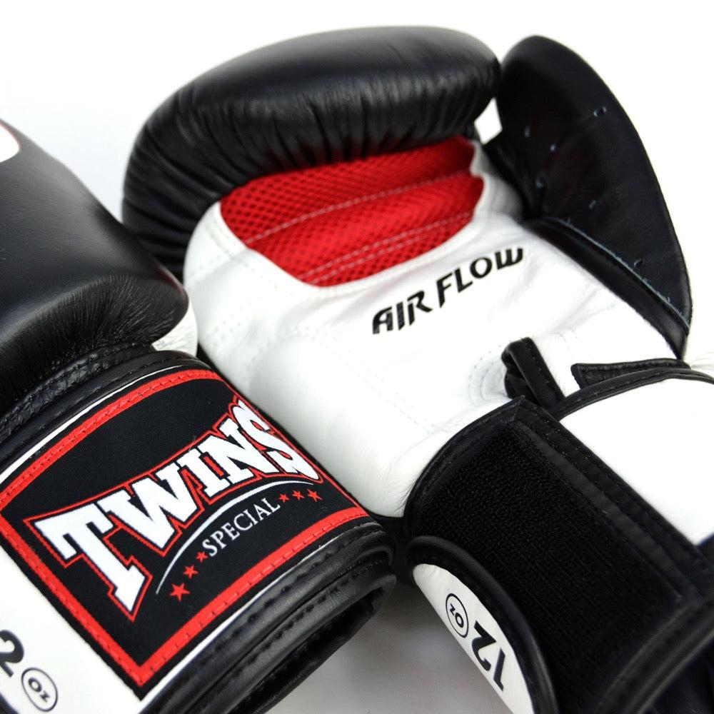 Twins Air Flow Boxing Gloves - Black/White-FEUK