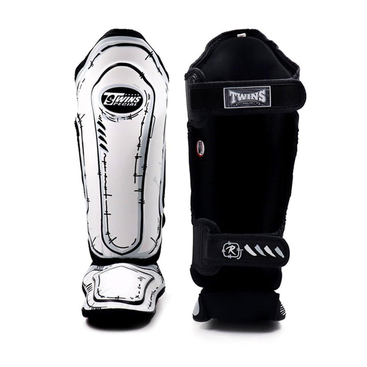 FSGL10-66 Twins Comic Shin Pads White Leather-Twins Special
