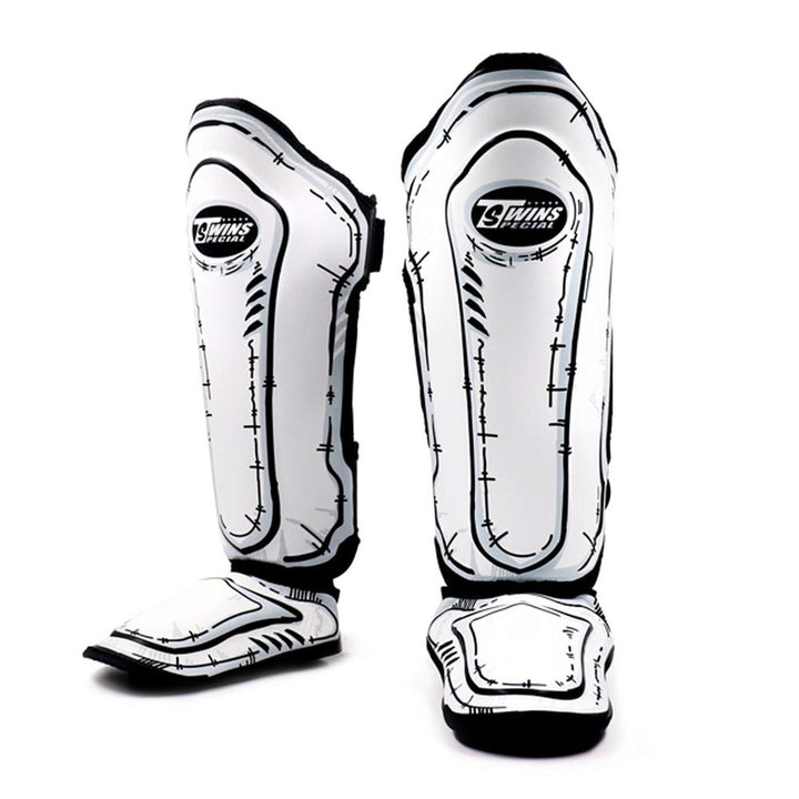 FSGL10-66 Twins Comic Shin Pads White Leather-Twins Special