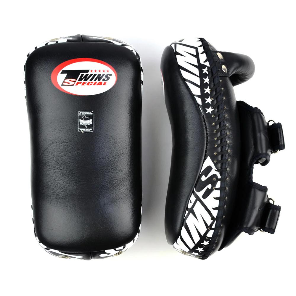 Twins Deluxe Curved Kick Pads - Black/White-Twins