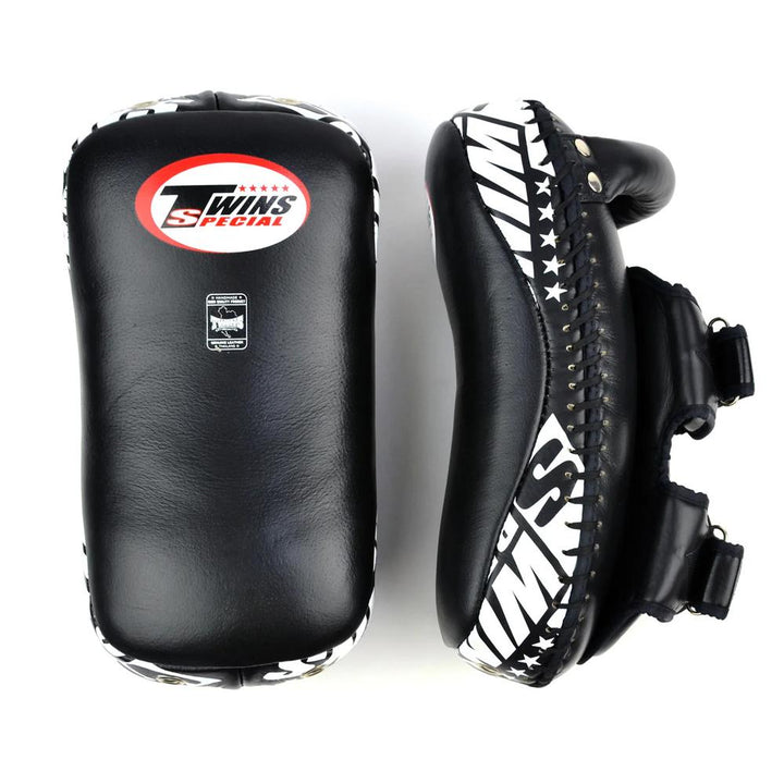 Twins Deluxe Curved Kick Pads - Black/White-Twins