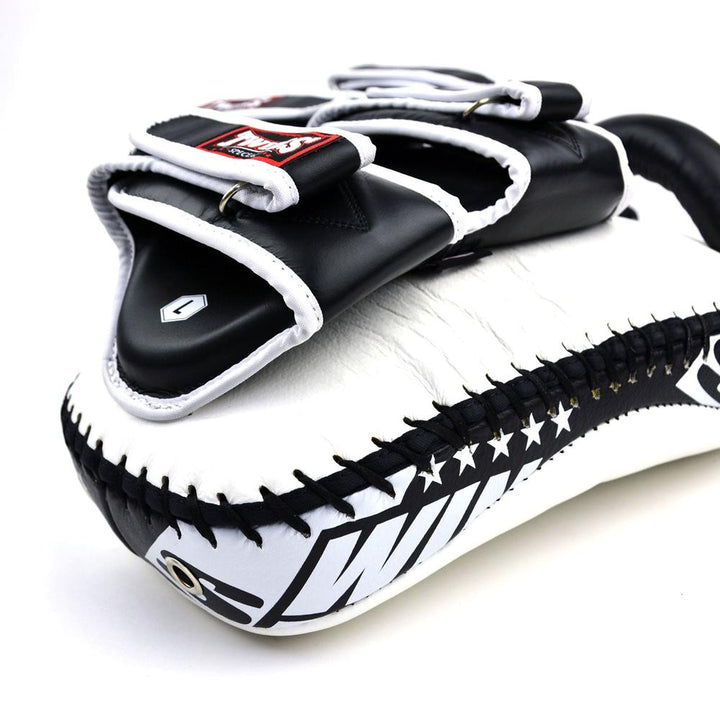 KPL12 Twins Deluxe Curved Leather Kick Pads White-Black-Twins Special