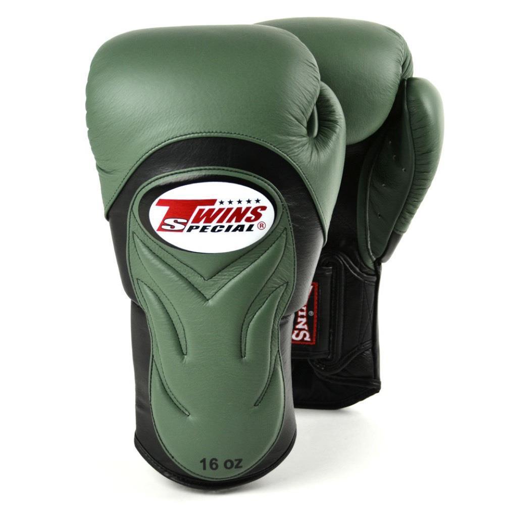 Twins Deluxe Sparring Gloves - Olive Green-FEUK