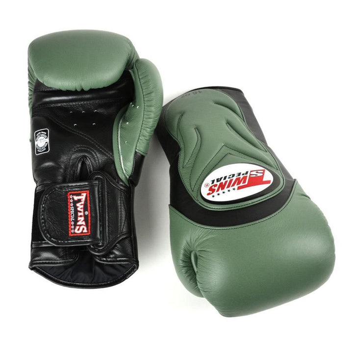 Twins Deluxe Sparring Gloves - Olive Green-FEUK