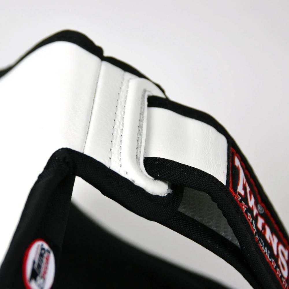 Twins Double Padded Leather Shin Guards - White-Twins