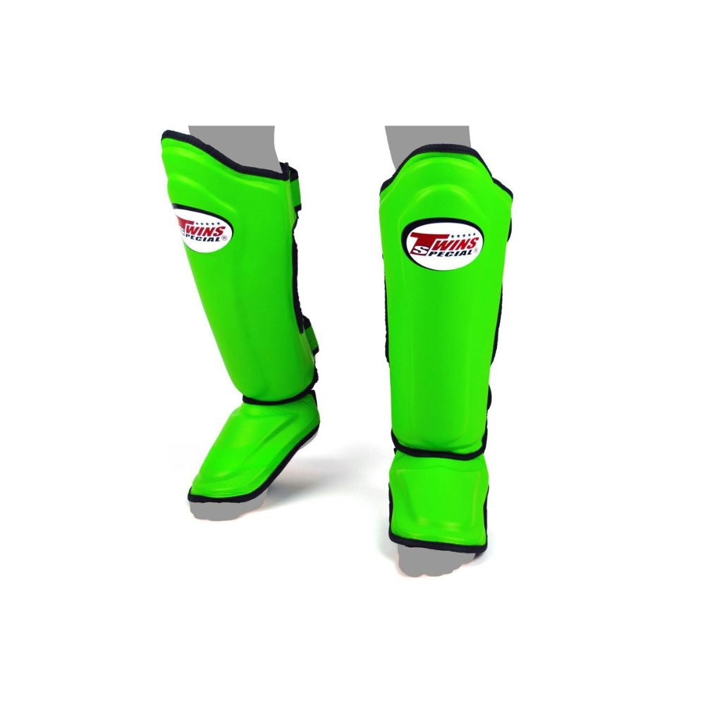 Twins Double Padded Shin Guards - Lime Green-Twins
