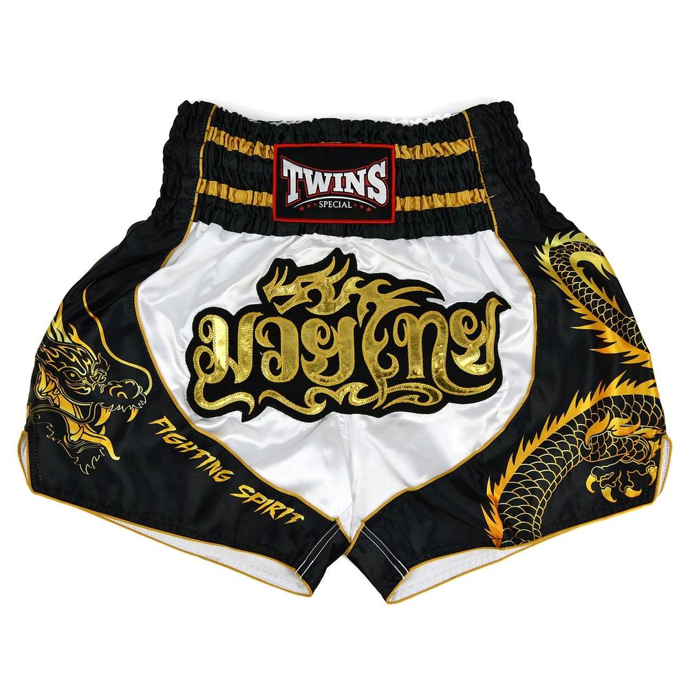 TBS49-DR Twins Dragon Muaythai Shorts White-Black-Twins Special