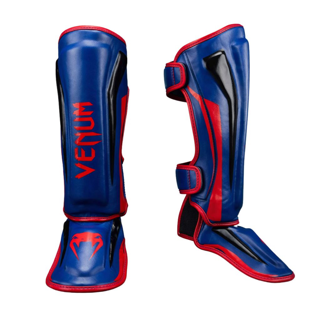 Venum Elite Shin Guards - Dark Blue/Red-Venum