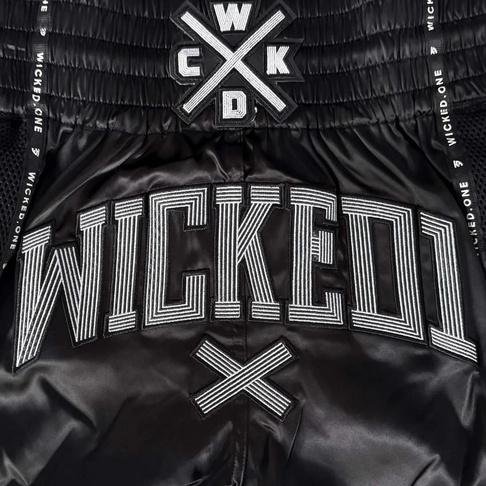 Wicked One Cross Line Muay Thai Shorts - Black-Wicked1
