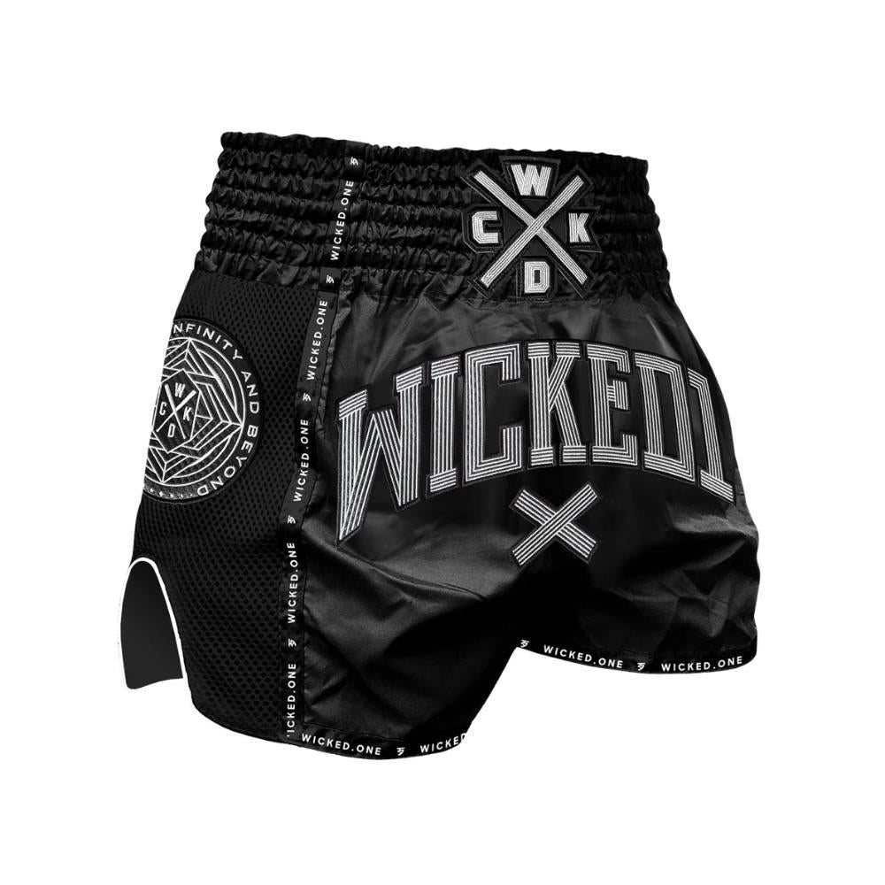 Wicked One Cross Line Muay Thai Shorts - Black-Wicked1