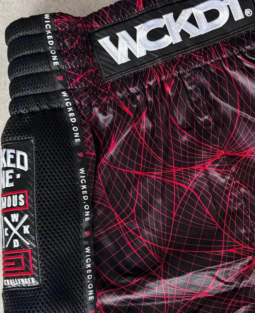 Wicked One Metaverse Muay Thai Shorts - Black/Red-Wicked1