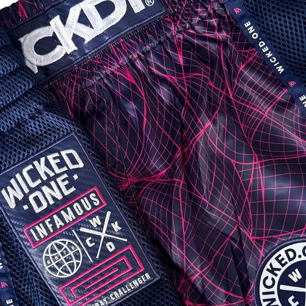 Wicked One Metaverse Muay Thai Shorts - Navy/Pink-Wicked1