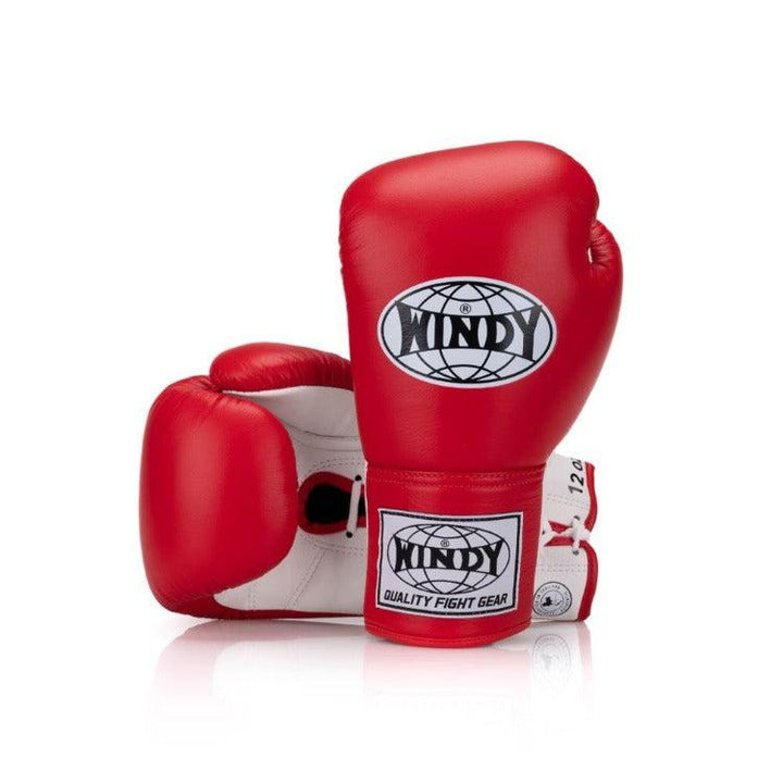 Windy Lace Up Boxing Gloves - Red
