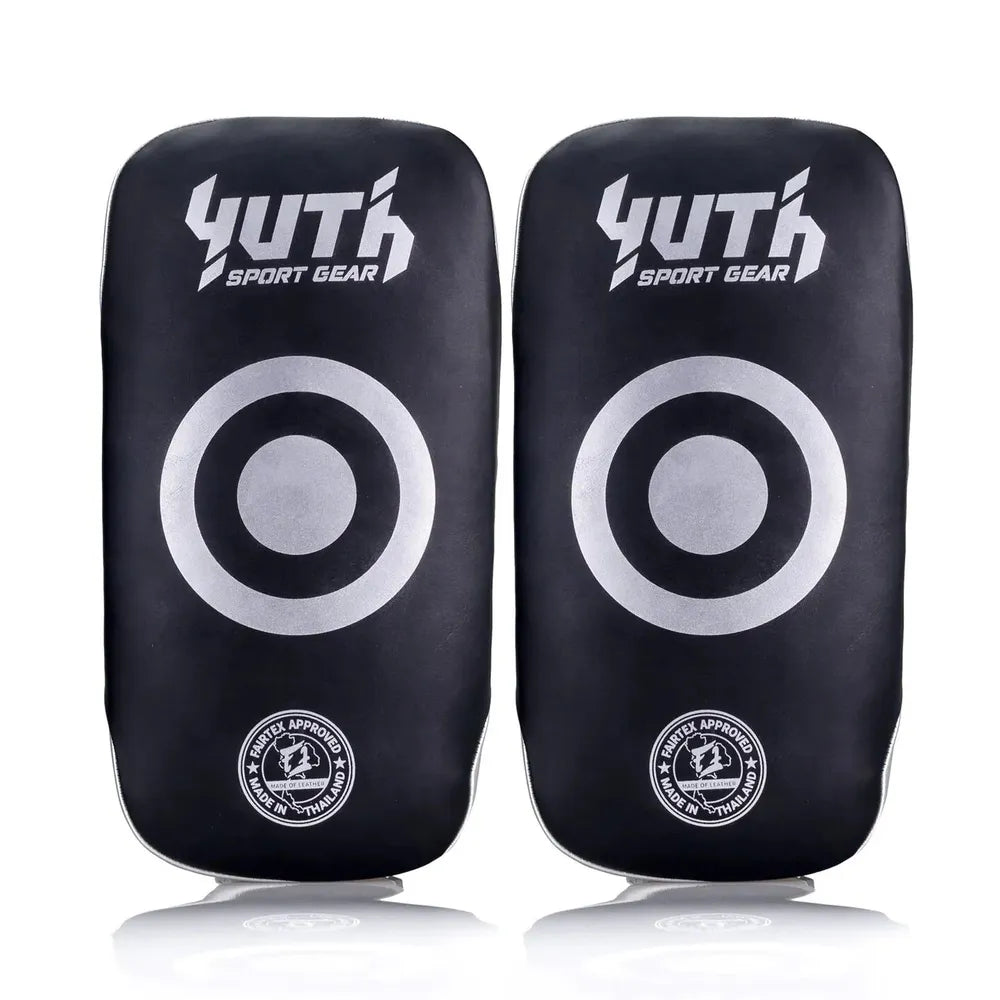 Yuth Muay Thai Kick Pads - Black/Silver-Yuth Sport Gear